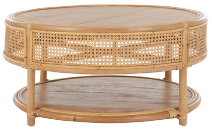 SAFAVIEH Modern Round Rattan Coffee Table, Natural