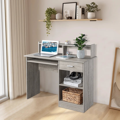 Ktaxon Computer Desk Home Office Workstation Laptop Table Drawer Shelf Furniture White