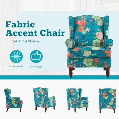 EROMMY Upholstered Accent Chair, Floral Print Fabric Armchair