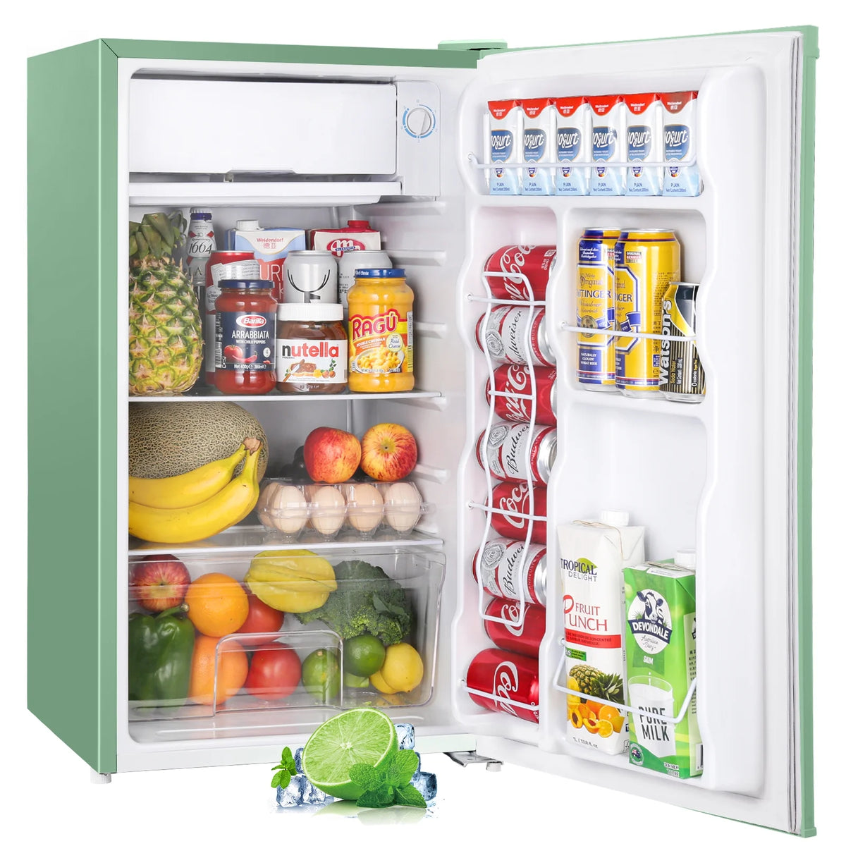 Upstreman 3.2 Cu.Ft. Mini Fridge with Freezer Single Door Small Refrigerator Adjustable Thermostat Compact Fridge with Reversible Door, Low Noise, BR321 Black