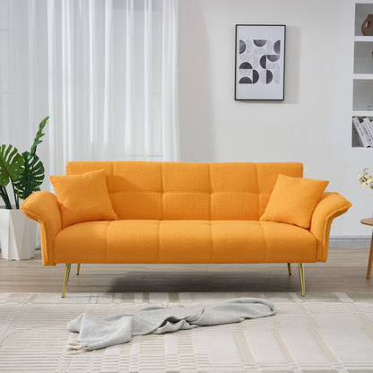 Futon Sofa Bed,Convertible Double Sofa Bed with Folding Armrests for Living Rooms and Small Spaces,Beige
