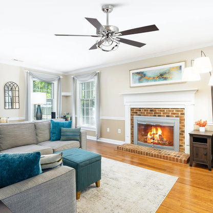 Parrot Uncle 52-Inch Contemporary Chrome Ceiling Fan with Integrated LED Lights and Remote Control