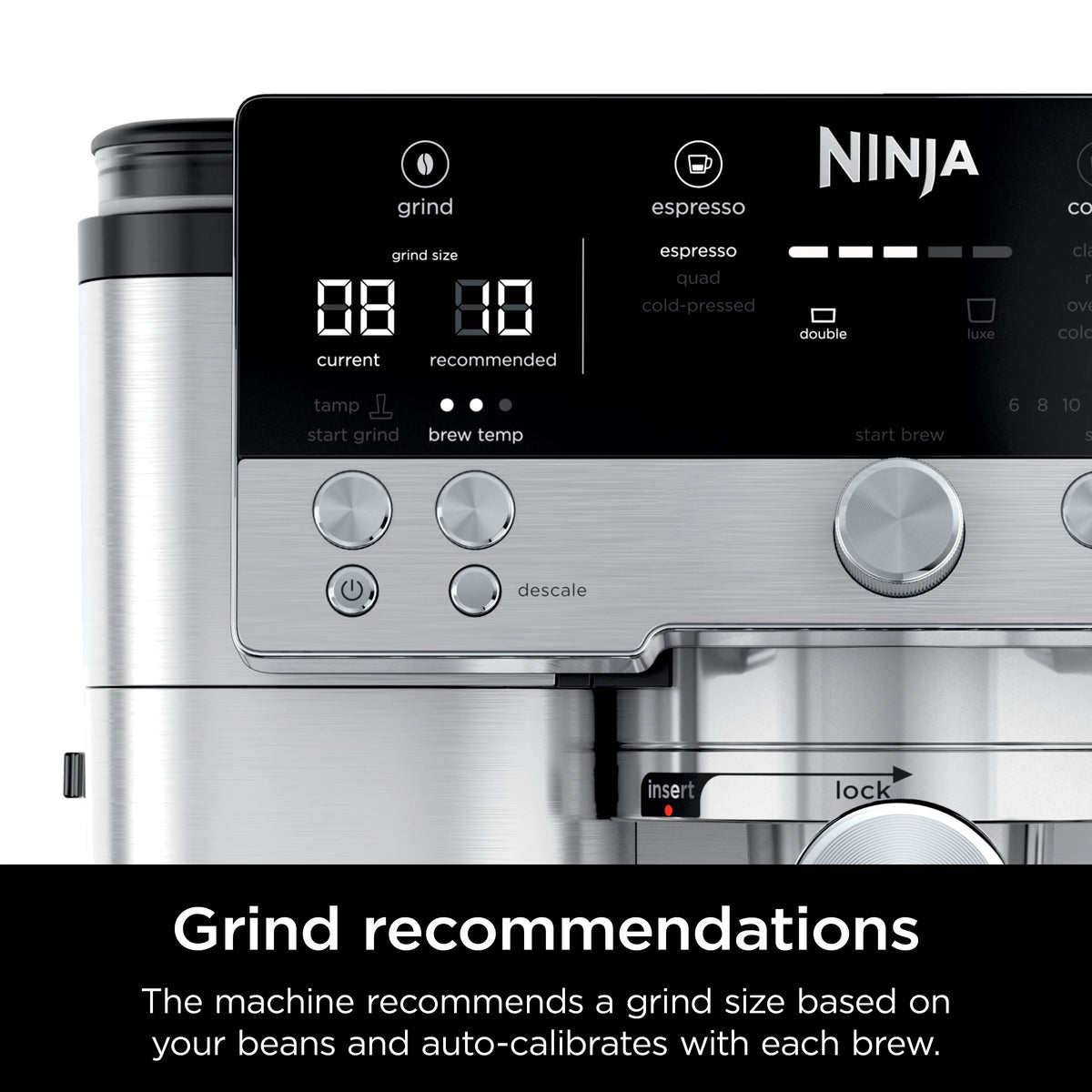 Ninja Luxe Cafe Premier Series, Stainless Steel Espresso Machine and Drip Coffee Maker with integrated Coffee Grinder and Milk Frother, ES601