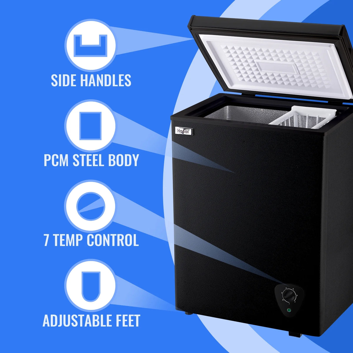 WANAI 3.5 Cubic Feet Chest Freezer Black deep Freezer with Adjustable Temp Knob Ideal for Any Room
