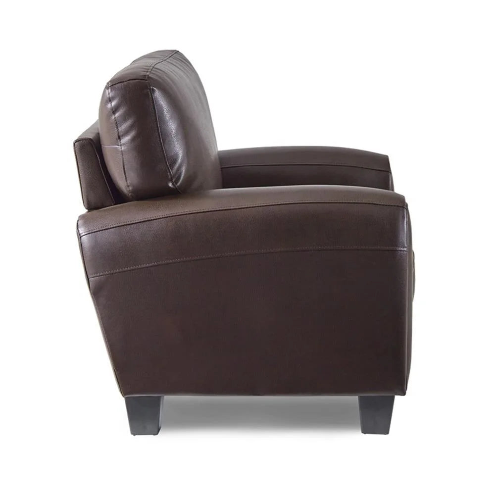 Pemberly Row 19" Contemporary Faux Leather Upholstered Sofa in Black