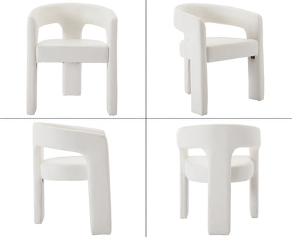Guyou Modern Sherpa Upholstered Dining Chair, Cute Barrel Side Armchair Kitchen Chair with Armrests and Back for Living Room Dining Room Bedroom, Green