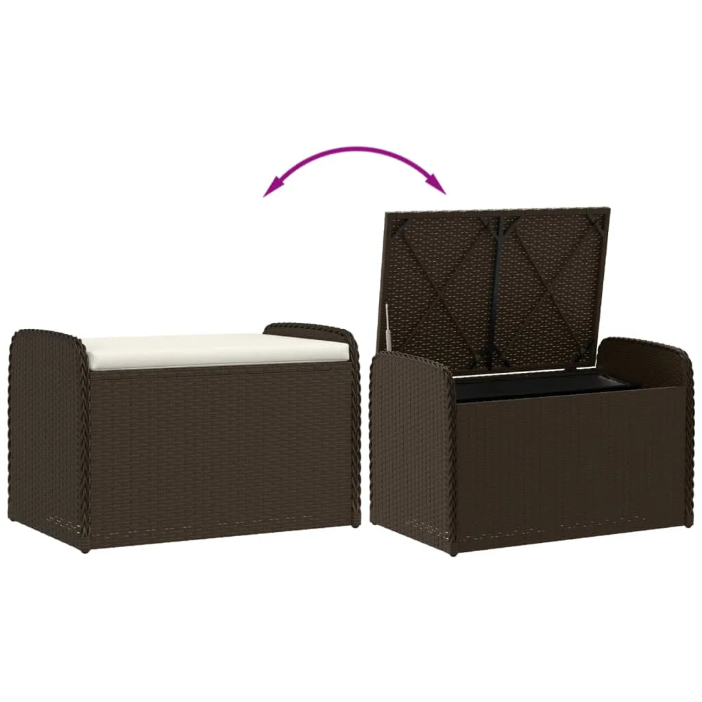 vidaXL Storage Bench with Cushion Outdoor Garden Seat Furniture Poly Rattan