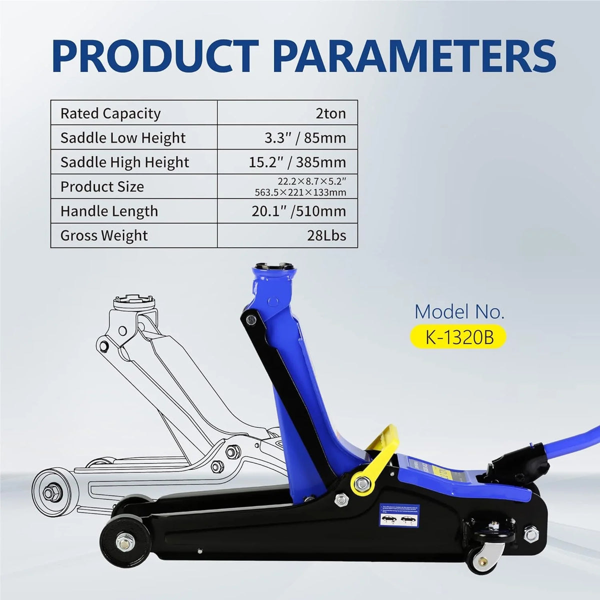POVANLI Floor Jack, 2 Ton Low Profile Floor Jack, 3t jack stand Tire Repair Kit Heavy Duty Steel Racing Floor Jack with Single Piston Quick Lift Pump, Floor Jack Lifting Range 3.3"-15.2"