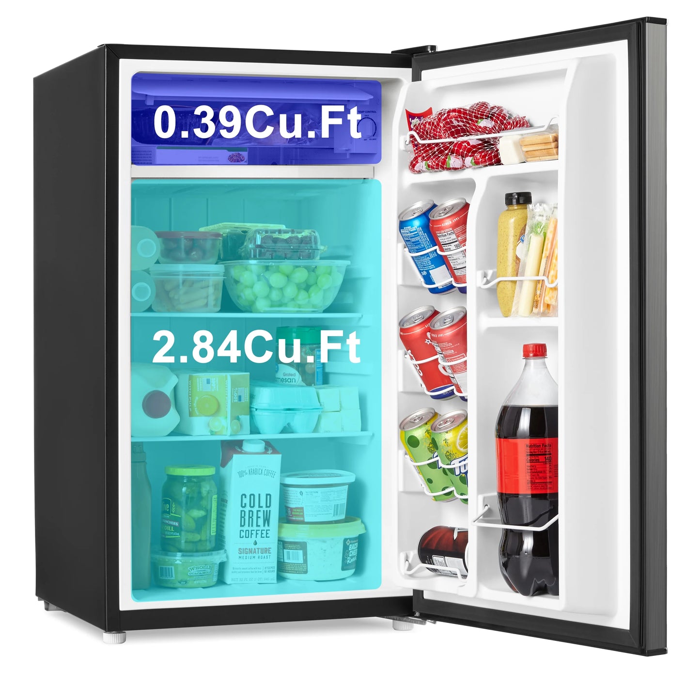 Galanz 3.3 Cu ft One Door Mini Fridge, Black Estar, New