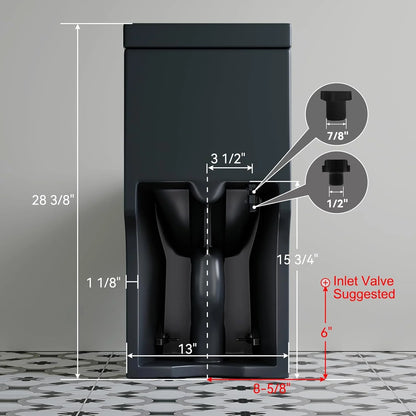 Small One Piece Toilet with Soft Closing & UF Seat,1.1/1.6 GPF Dual Flush 12'' Rough-In Matte Black