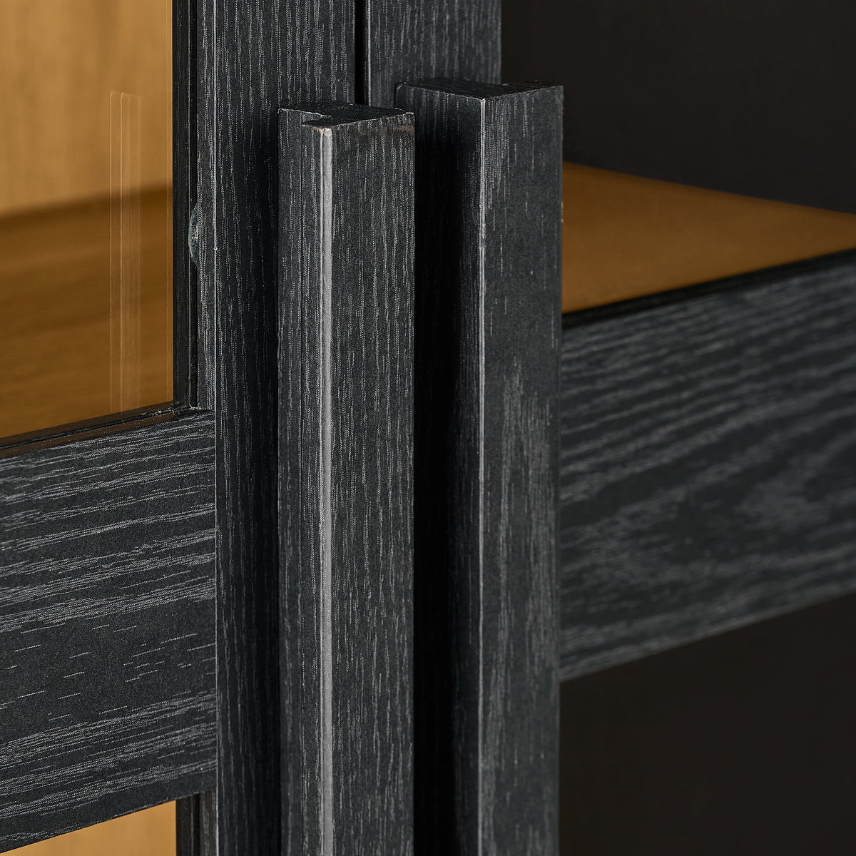 Better Homes & Gardens Ezra Glass Door Storage Accent Cabinet, Warm Walnut finish