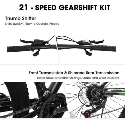 27 Inch Mountain Bike 21 Speed, Suspension Fork, Aluminum Frame Disc Brake, Mountain biking for both men and women.