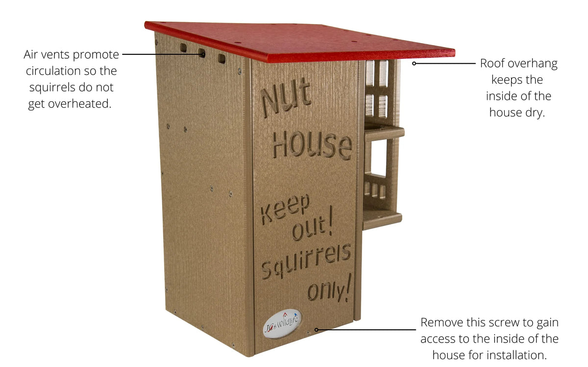 JCs Wildlife Ultimate Squirrel House Nesting Box (Blue/Gray) - A Perfect Home for Squirrels!
