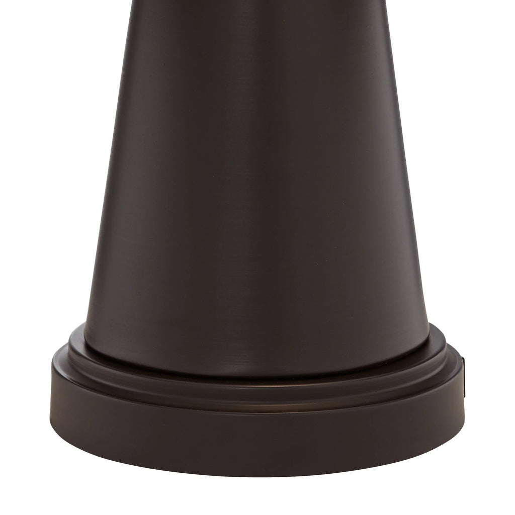 Franklin Iron Works Craig Rustic Farmhouse Accent Table Lamps 23" High Set of 2 Bronze with USB Charging Port Natural Drum Shade for Bedroom Desk
