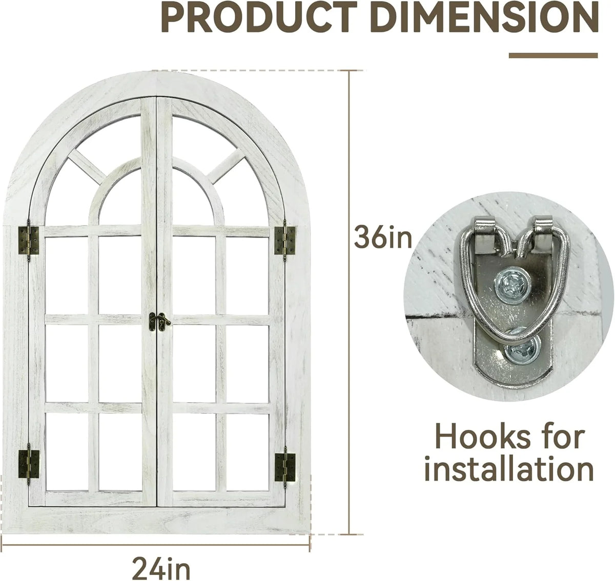 Window Mirrors for Wall Decor -White Arched Wall Mirror Farmhouse Wall Decor Wood Frame Decorative Wall Mirrors Like Window for Bedroom, Living Room, Entrance, Dining Room