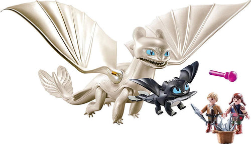 PLAYMOBIL How to Train Your Dragon III Light Fury with Baby Dragon and Children Action Figure Sets