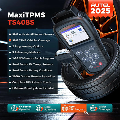 Autel MaxiTPMS TS408S, TPMS Relearn Tool Updated of TS401 TS408, OBD II Scanner, Read & Clear TPMS DTCs Relearn, Activation, TPMS Reset, Read Clear DTCs, Smae as TS501 TS601