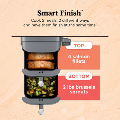 Ninja DoubleStack XL 2-Basket Air Fryer, DoubleStack Technology Cooks 4 Foods at Once, Space Saving Design, 10 QT, 4-in-1, Smart Finish & Match Cook, SL400