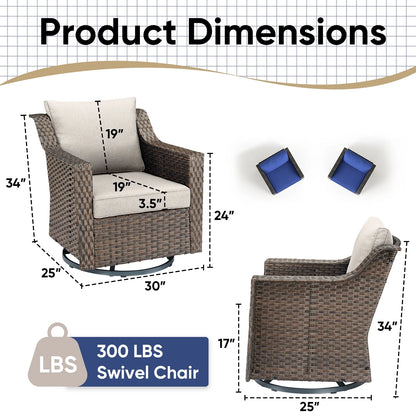 POCASSY Wicker Outdoor Couch, Brown Wicker Sofa Outdoor Furniture with All Weather Rattan and Olefin Cushion for Balcony, Backyard, Porch, Brown/Gray