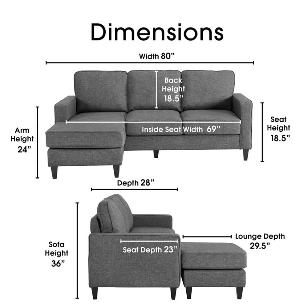 Serta Harmon Square Arm Sectional Navy Blue