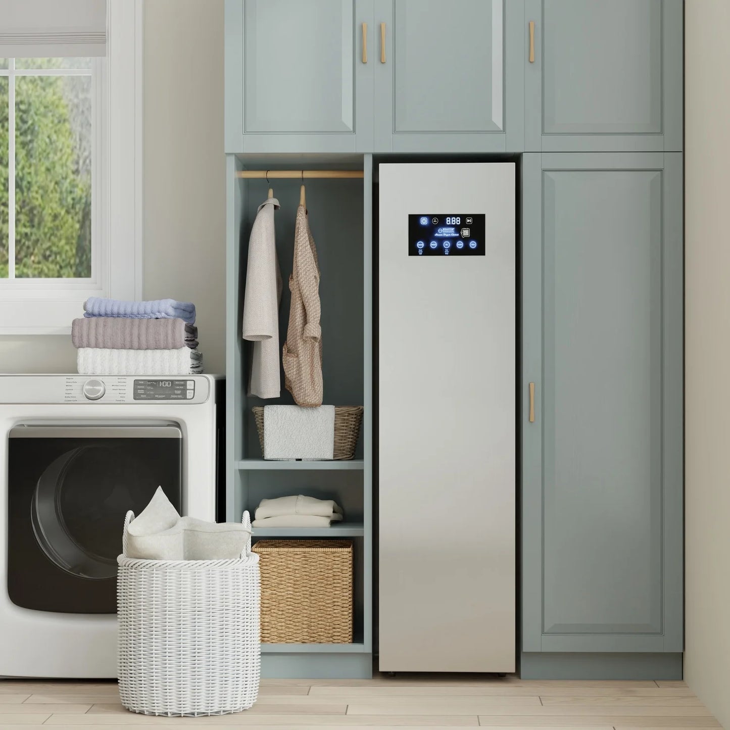 Equator Steam Dryer Closet REMOVE WRINKLES Sanitize Deodorize Refresh Slim110V