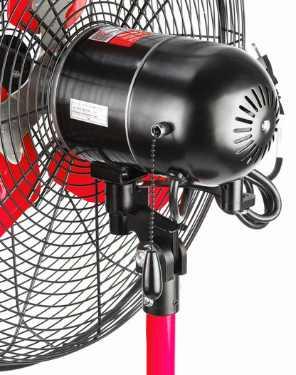 Hyper Tough 20" 3-Speed Commercial & Industrial High Velocity Oscillating Red & Black Pedestal Fan