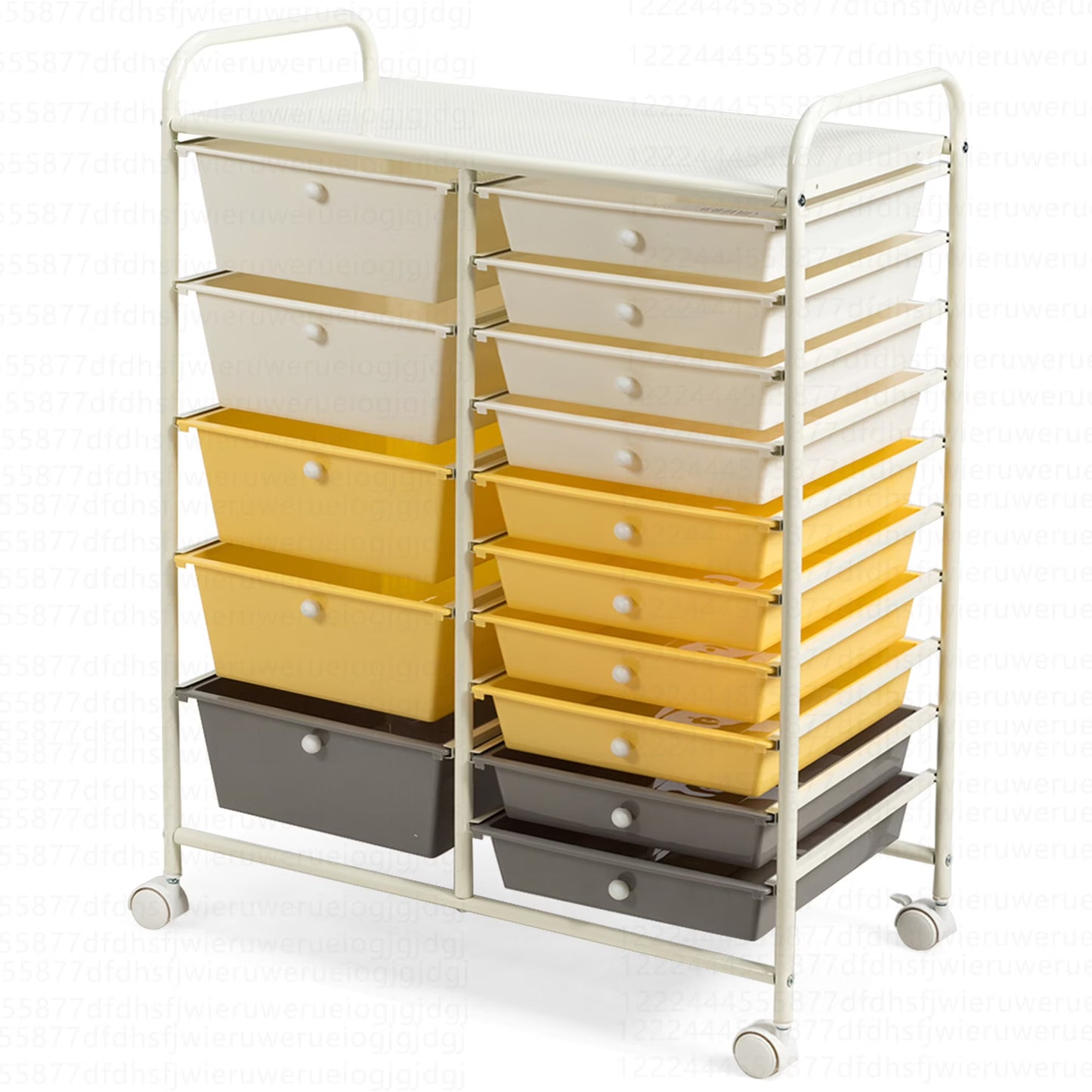 Costway 15 Drawer Rolling Storage Cart Tools Scrapbook Paper Office School Organizer White