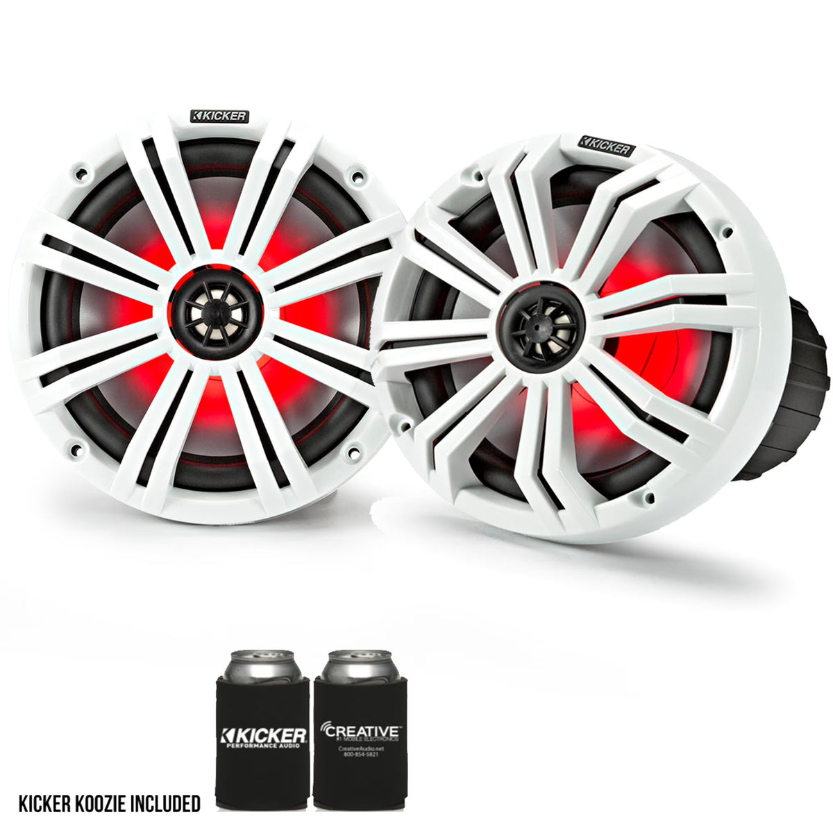 Kicker 8" White Marine LED Speakers - 1-Pair of OEM replacement speakers