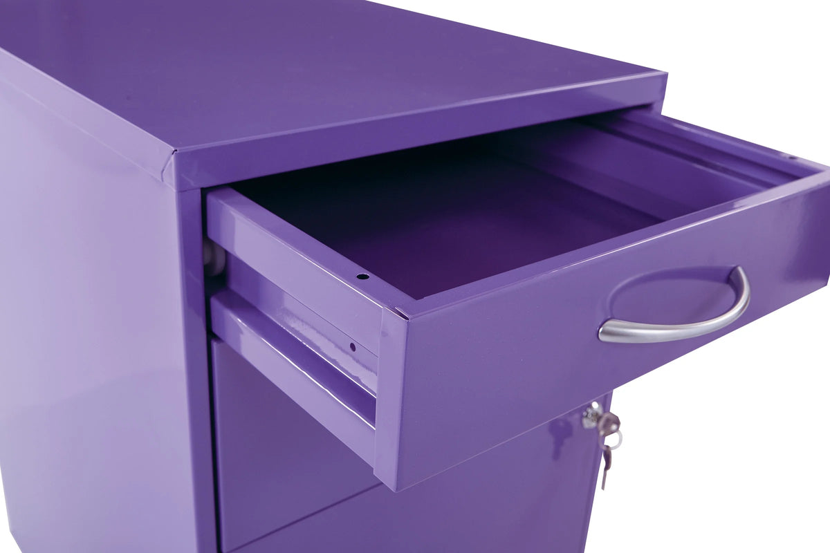 Osp Designs 3 Drawer Vertical Metal Lockable Filing Cabinet, Purple