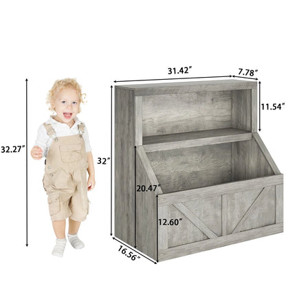 AOILE Kids Bookshelf and Toy Storage - Wooden Toddler Bookcase Cabinet with Large Cubbies for Playroom, Bedroom, Nursery, Classroom, School, Kindergarten, and Daycare