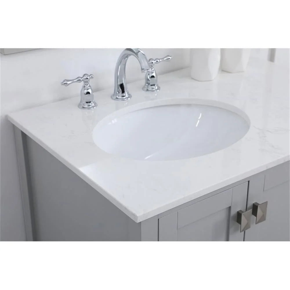 Elegant Decor Irene 32" Solid Wood and Stone Single Bathroom Vanity in White