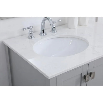 Elegant Decor Irene 32" Solid Wood and Stone Single Bathroom Vanity in White