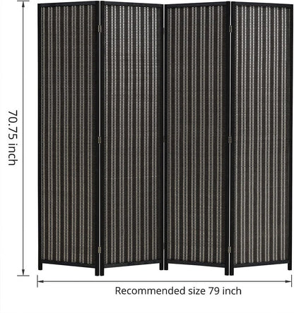 JOSTYLE 4-Panel Room Divider 6ft Tall Extra Wide Folding Privacy Screen with Diamond Double-Weave Divider for Room Separation Freestanding Red Brown