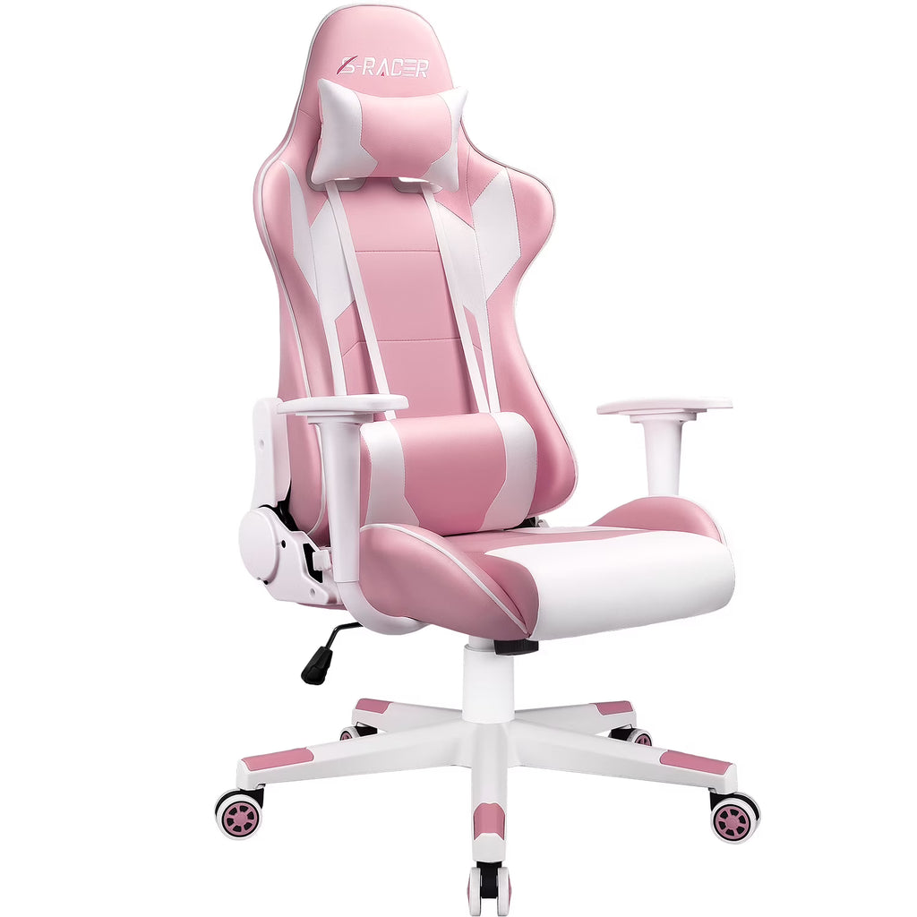 Homall Gaming Chair office Chair with Headrest & Lumbar Support, Pink