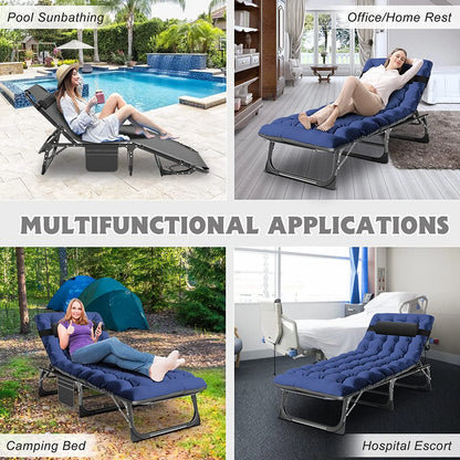 Slsy Folding Lounge Chair, 5-Position Adjustable Outdoor Reclining Chair, Folding Sleeping Bed Cot, Folding Chaise Lounge Chair for Pool Beach Patio Sunbathing