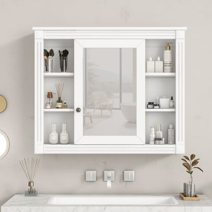 36'' Bathroom Vanity Set, Undermount Bathroom Cabinet and Mirror Cabinet, Ceramic Sink Top, Storage Cabinet with 2 Soft Closing Doors and 2 Drawers, Vanity Cabinet Set, Suit for 4'' Faucet, Gray
