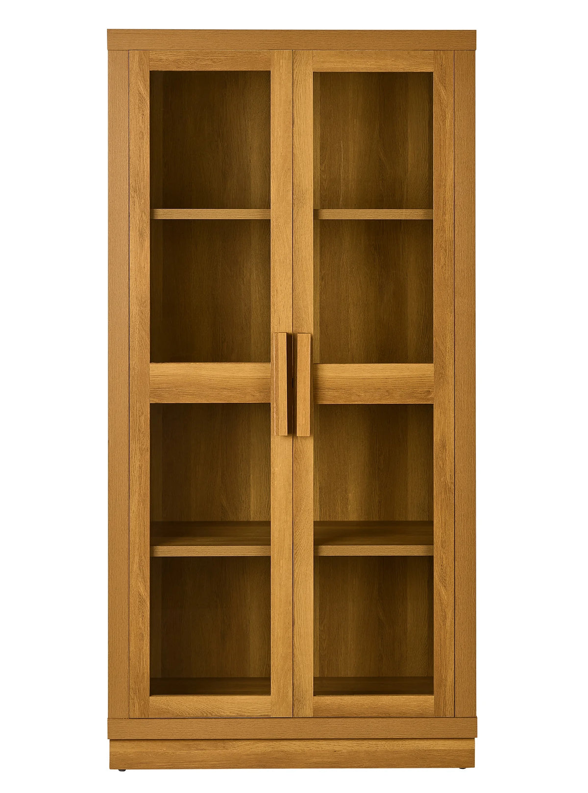 Better Homes & Gardens Ezra Glass Door Storage Accent Cabinet, Warm Walnut finish