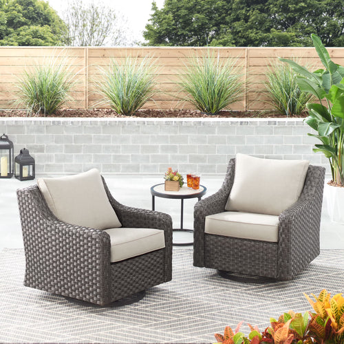 Better Homes & Gardens River Oaks Outdoor Swivel Gliders with Patio Covers, Set of 2, Dark Brown