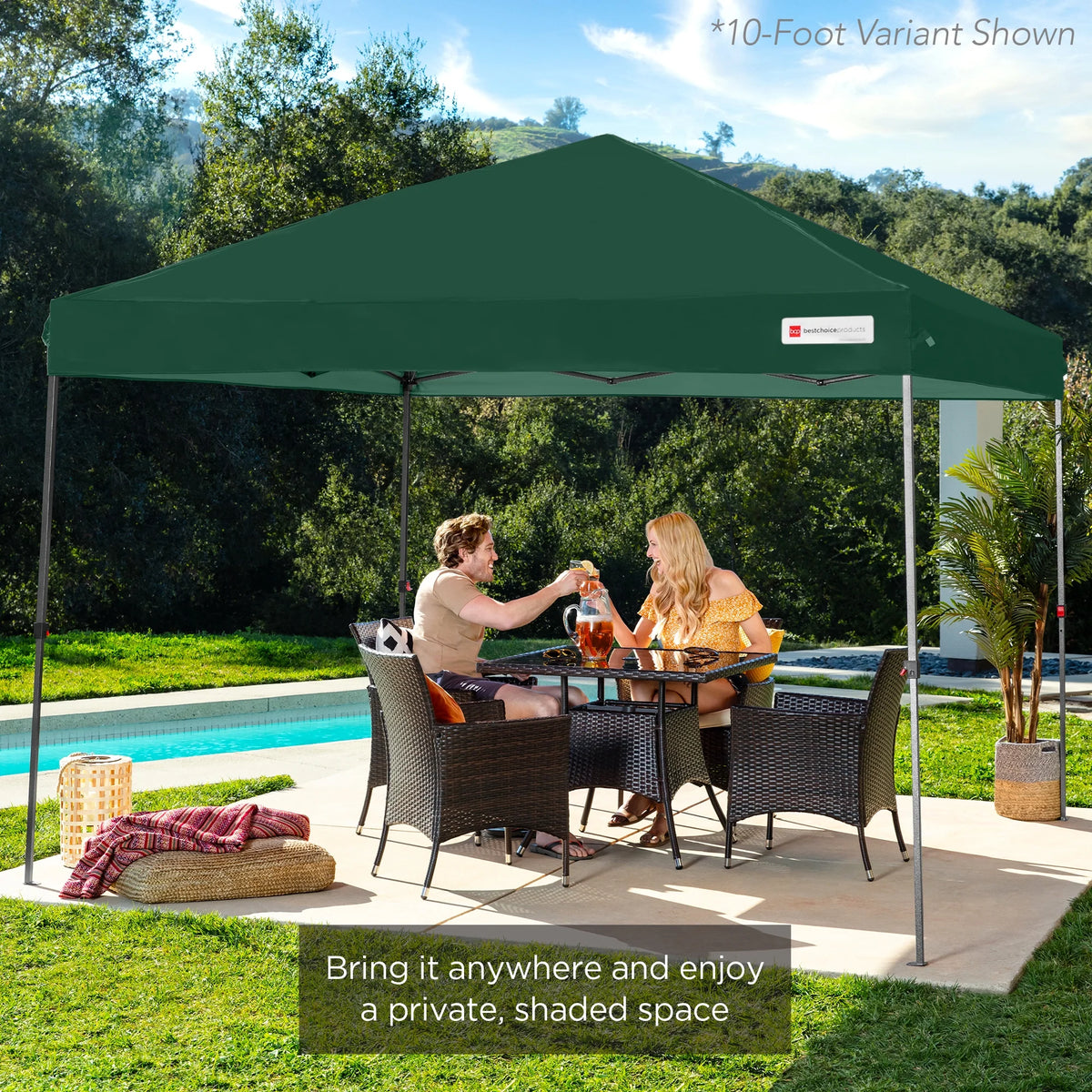 Best Choice Products 12x12ft Easy Setup Pop Up Canopy w/ 1-Button Setup, Wheeled Case, 4 Weight Bags - Navy Blue
