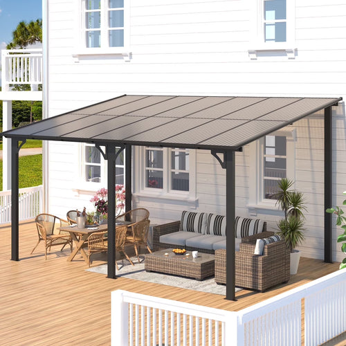 AECOJOY 10' x 14' Hardtop Gazebo Outdoor Aluminum Pergola for Garden, Patio, Backyard-Gray
