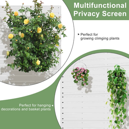 MAYEERTY 47*16*47"Outdoor White Metal Planter with Rect Louvered Climbing Trellis, Drainage hole & Wheels