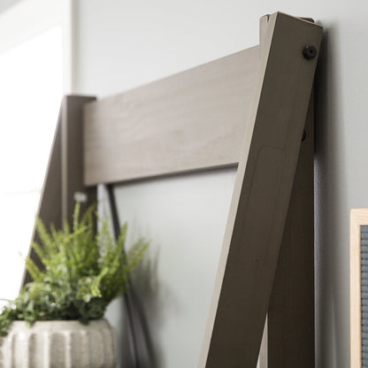 Walker Edison Solid Wood 4-Shelf Ladder Bookshelf, Brown
