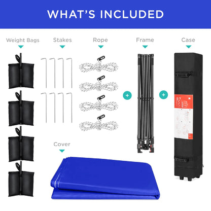 Best Choice Products 12x12ft Easy Setup Pop Up Canopy w/ 1-Button Setup, Wheeled Case, 4 Weight Bags - Navy Blue