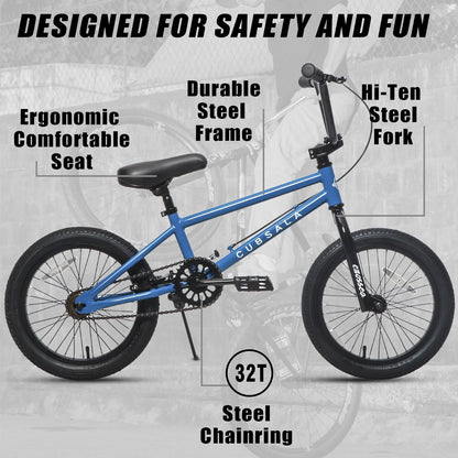 cubsala 20 in Freestyle BMX Kids Bike for Age 6-14 Years Old Boys Girls , Black & Green