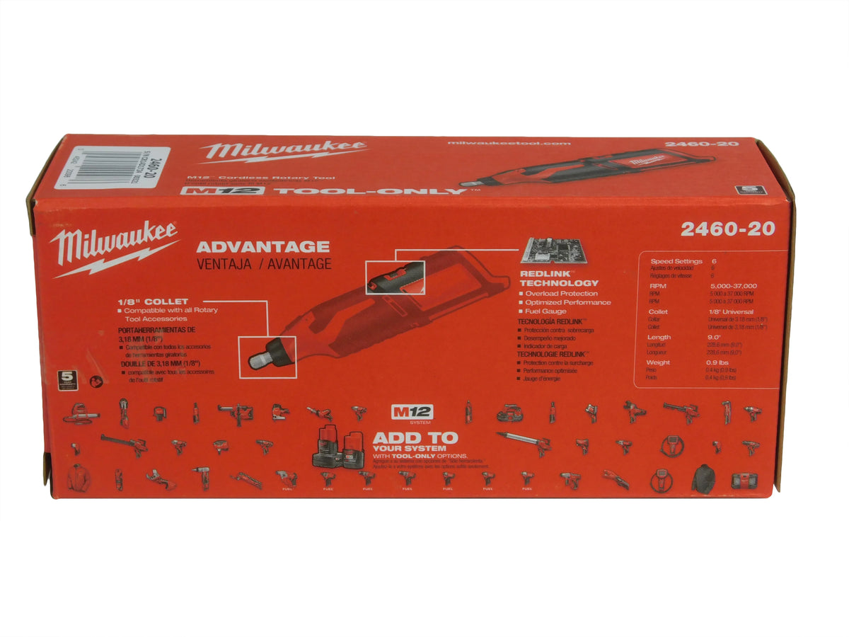 Milwaukee 2460-20 M12 12V Cordless Lithium-Ion Rotary Tool