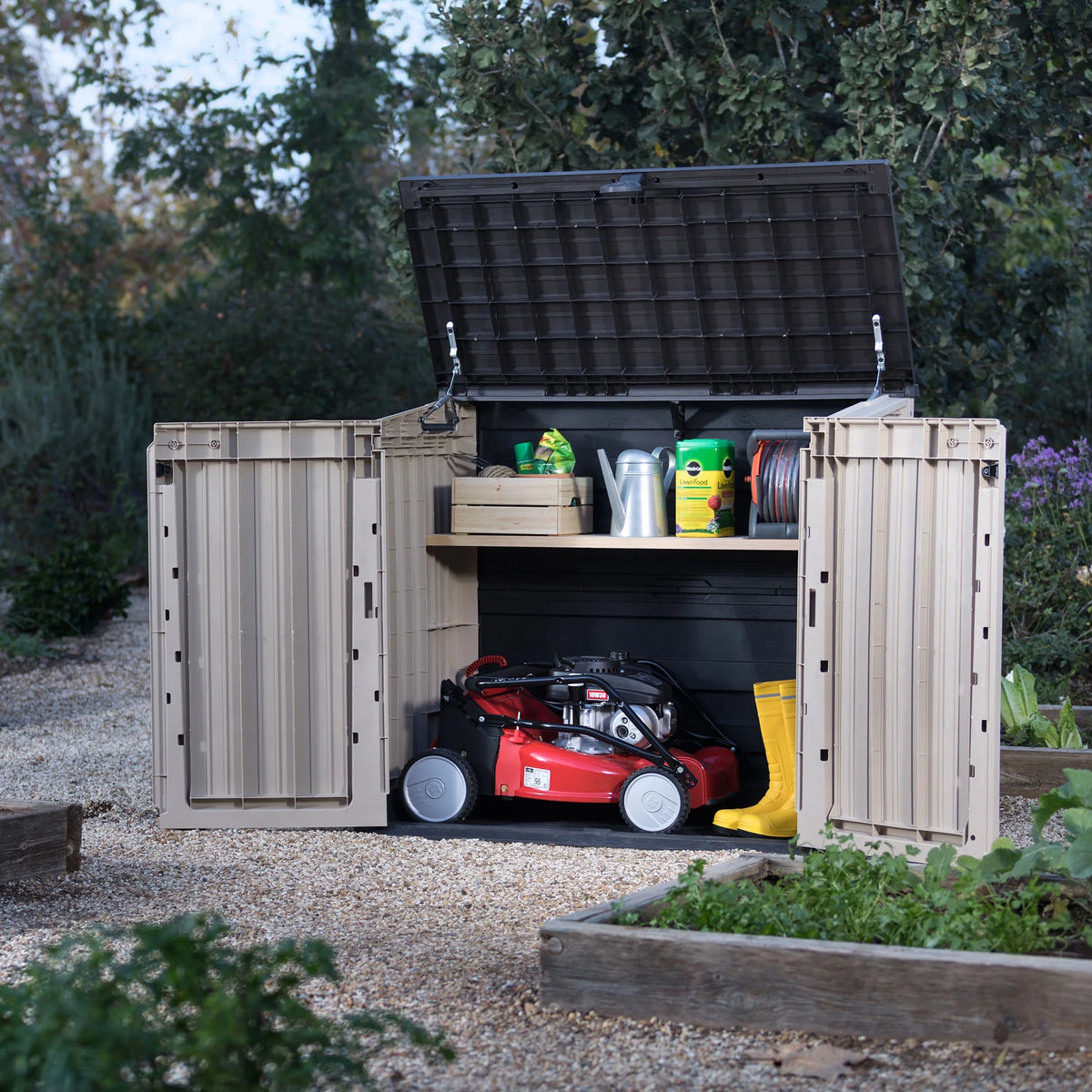 Keter S.I.O Midi 4.3' x 2.3' x 3.7' Horizontal Resin Outdoor Storage Shed with Durable Floor, Grey