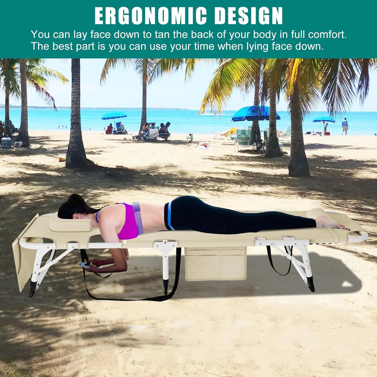 Slsy Folding Lounge Chair, 5-Position Adjustable Outdoor Reclining Chair, Folding Sleeping Bed Cot, Folding Chaise Lounge Chair for Pool Beach Patio Sunbathing