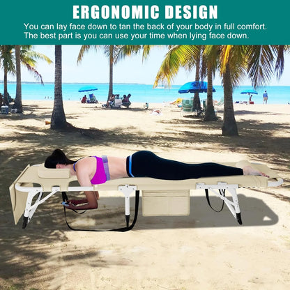 Slsy Folding Lounge Chair, 5-Position Adjustable Outdoor Reclining Chair, Folding Sleeping Bed Cot, Folding Chaise Lounge Chair for Pool Beach Patio Sunbathing