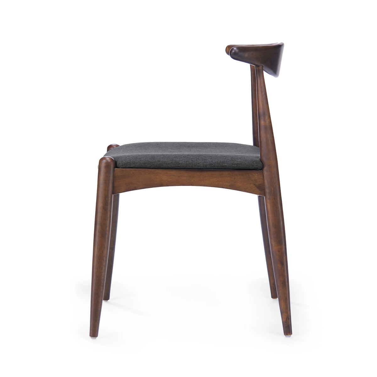 GDF Studio Virgil Mid Century Modern Fabric Upholstered Dining Chairs, Set of 2, Charcoal and Walnut
