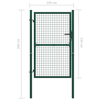 vidaXL Fence Gate Metal Fence Post Garden Gate for Outdoor Patio Steel Green